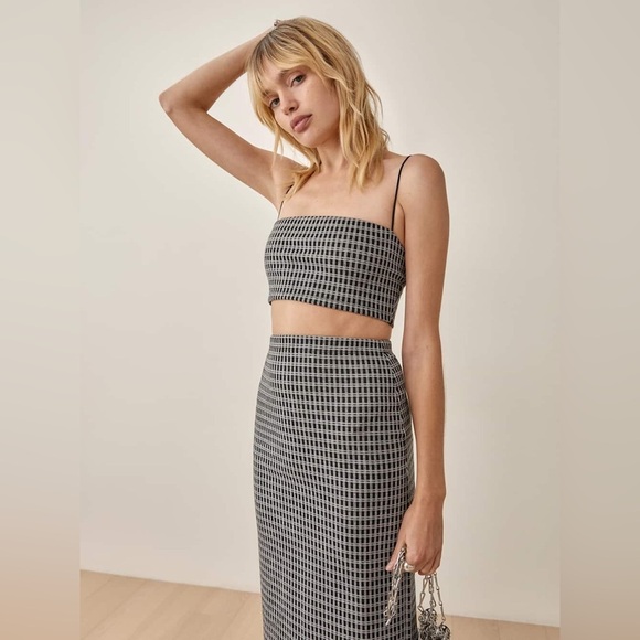 Reformation Tops - Reformation Women’s Black and White Plaid Tube Top - Size XS